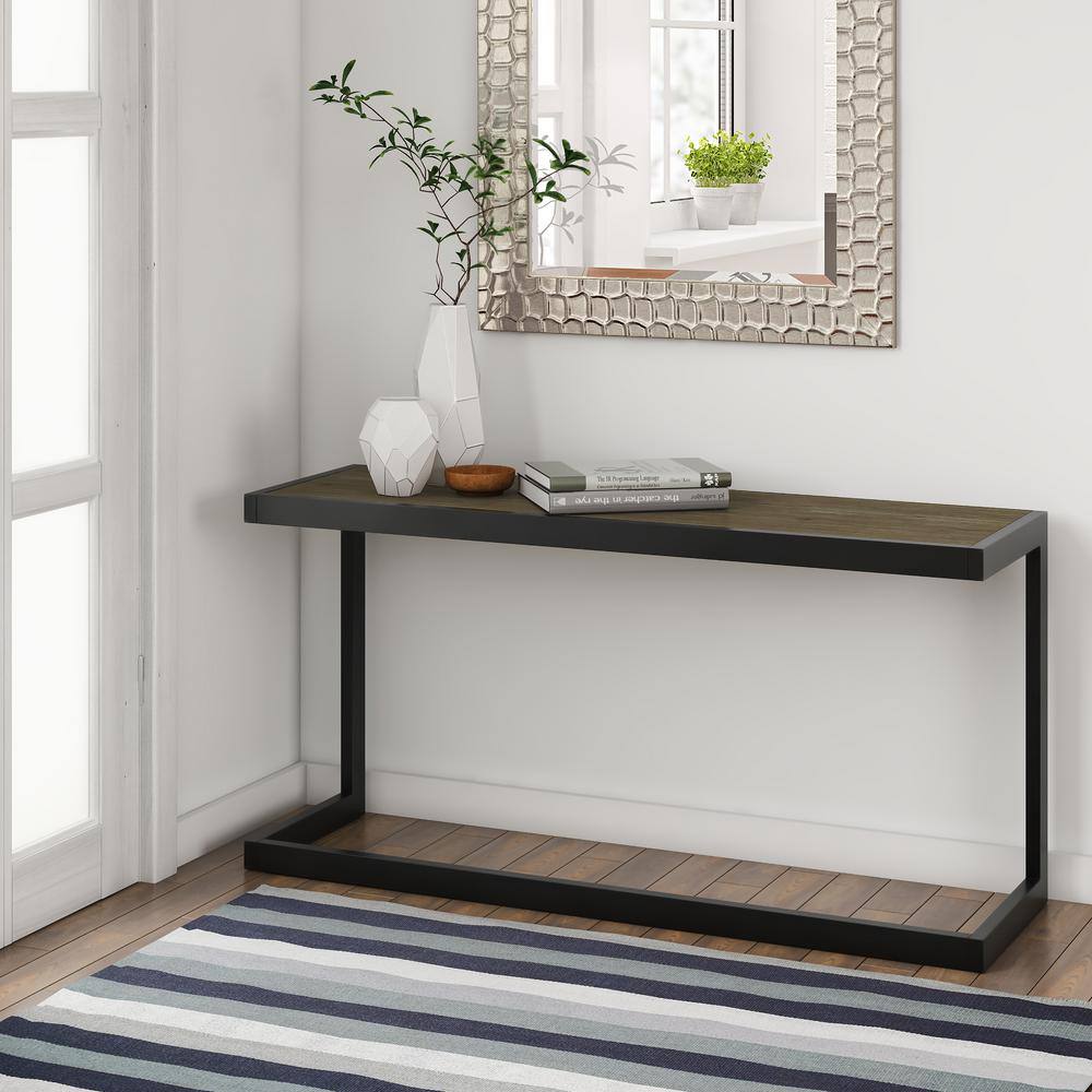Erina 52'' Distressed Gray Acacia Wood and Metal Console Table