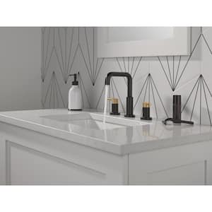 Nicoli 8 in. Widespread Double-Handle Bathroom Faucet in Matte Black/Champagne Bronze