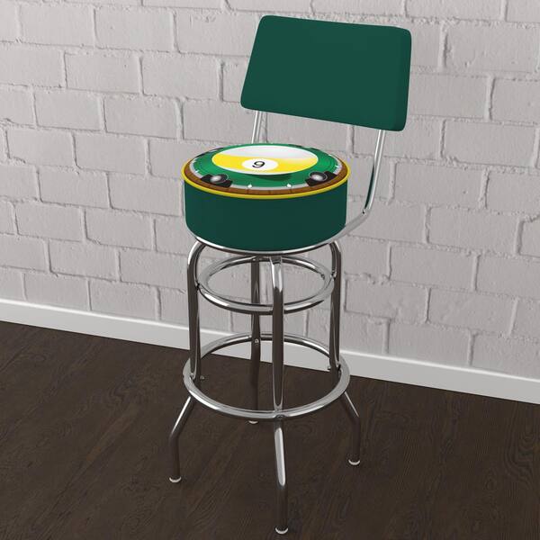 9 Ball 31 in. Yellow Low Back Metal Bar Stool with Vinyl Seat 9BL6
