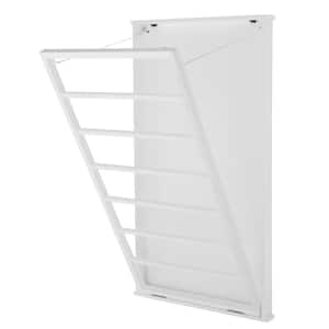42 in. H x 24 in. W x 2 in. D White Wood Collapsible Laundry Wall Rack