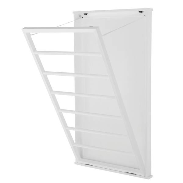 StyleWell 42 in. H x 24 in. W x 2 in. D White Wood Collapsible Laundry Wall Rack