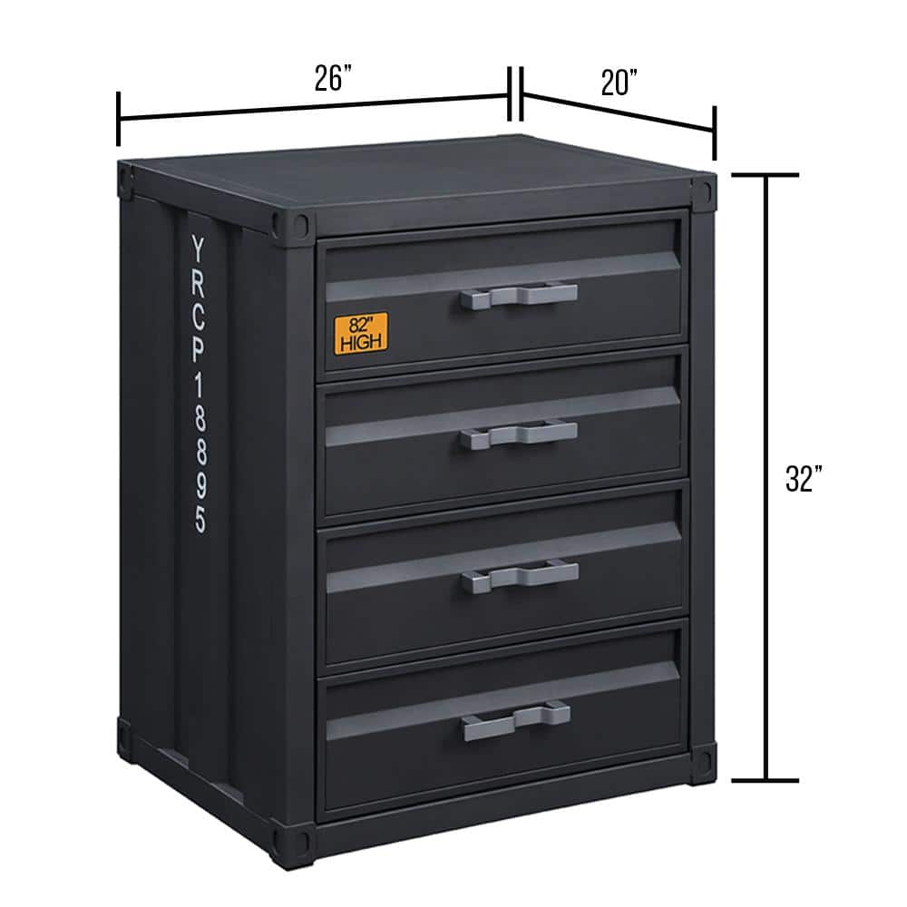 Industrial Gunmetal 4-Drawer Metal Chest