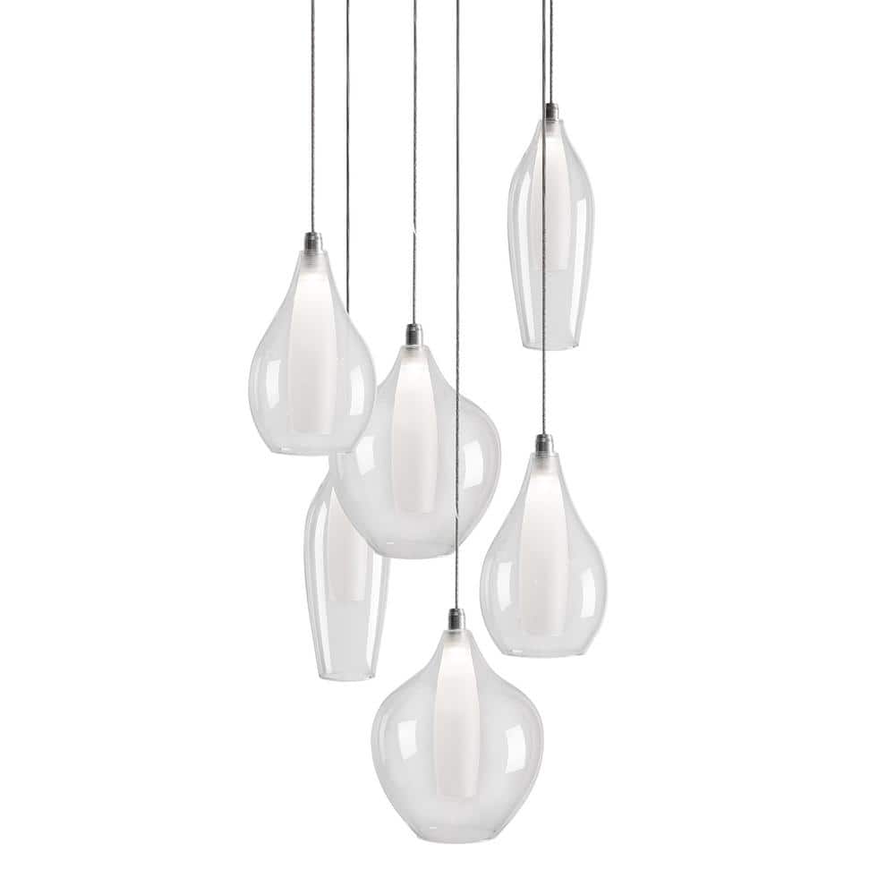Elegant Chrome LED Cluster Pendant with Frosted Glass Accents