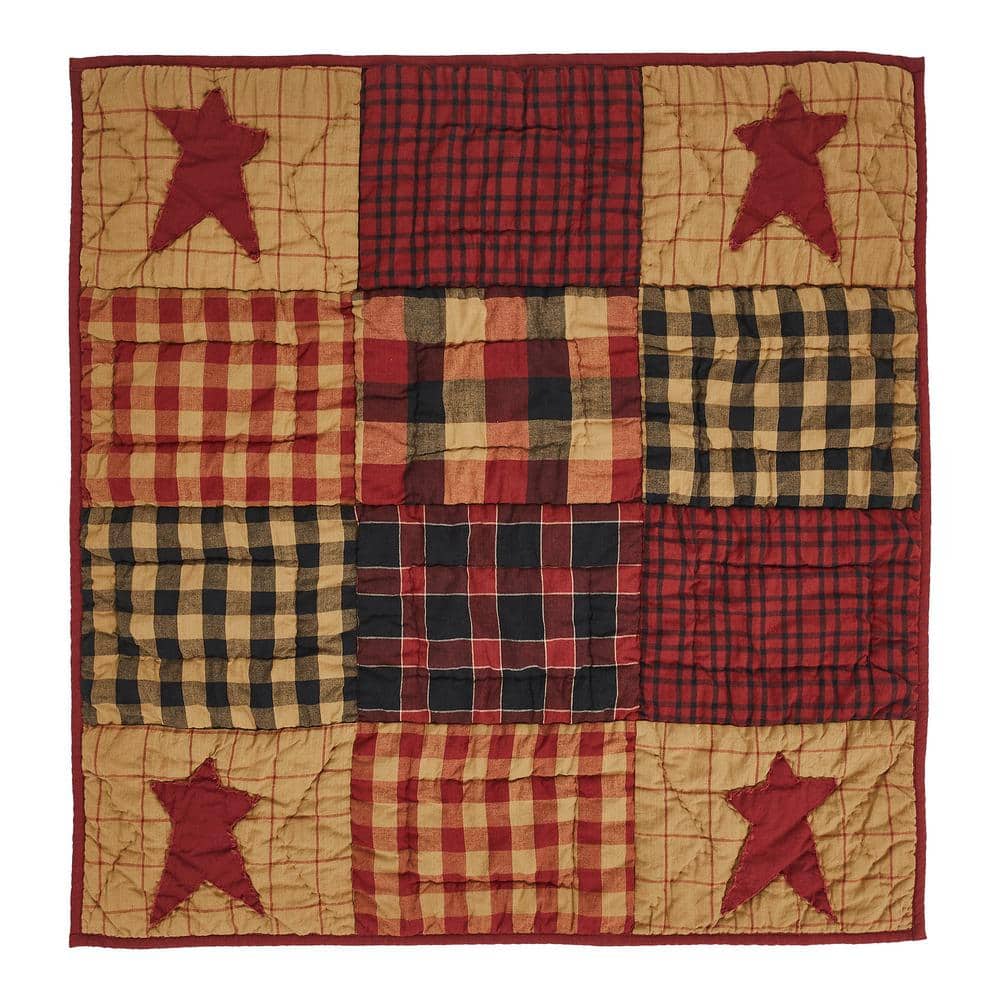 Burgundy and Beige Cotton Quilted Lap Throw 30x30