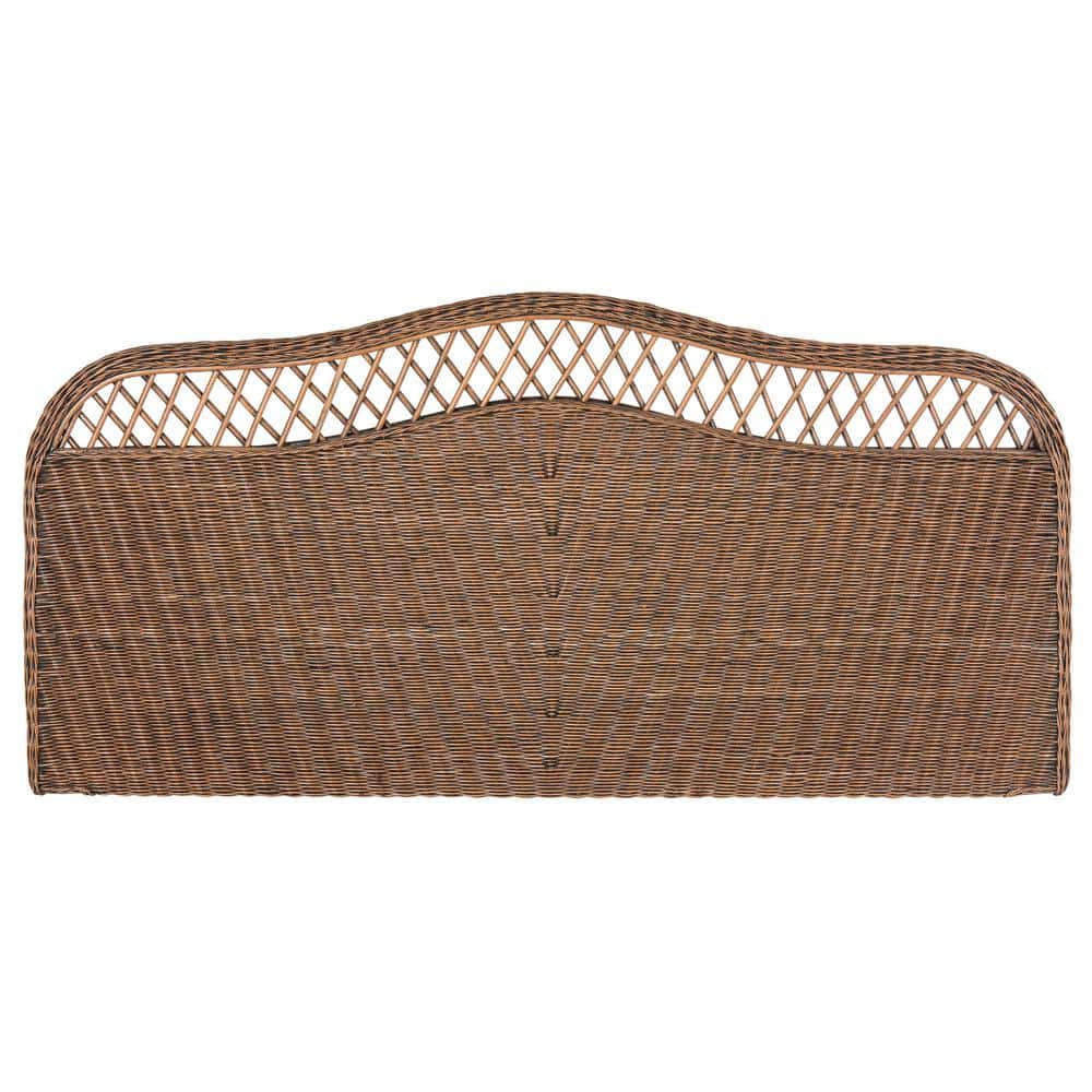 Transitional Wicker Queen Headboard in Tonal Brown