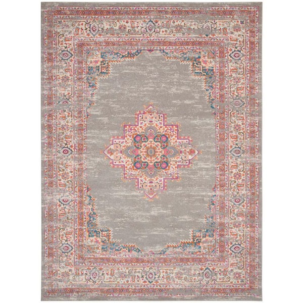 Passion Grey 12 ft. x 18 ft. Bordered Transitional Area Rug