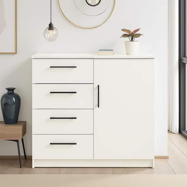 White 4-Drawers 47.2 in. Wide Chest of Drawers