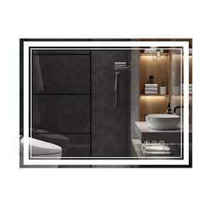 28 in. W x 20 in. H Rectangular Frameless Anti-Fog Bright Front LED Light Wall Mounted Bathroom Vanity Mirror