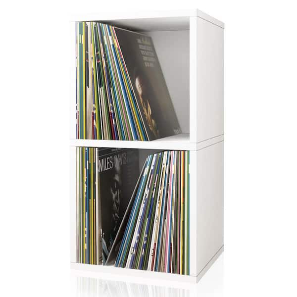 Way Basics Presley White Eco zBoard 2-Cube Vinyl Record Storage Shelf