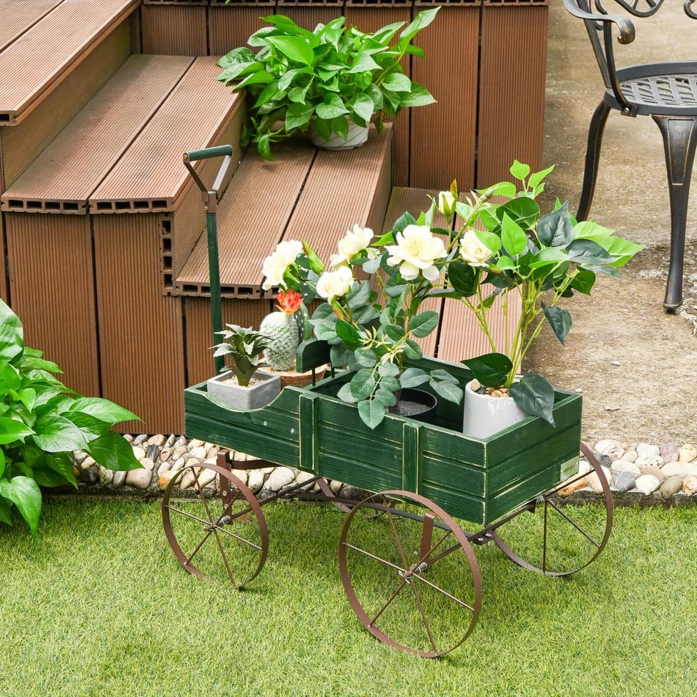 Cisvio 24.5 in. x 13.5 in. x 24 in. Green Fir Garden Planter Car with ...