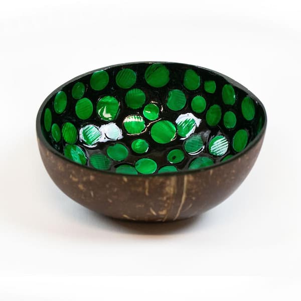 LA PASTICHE Earthly Green Coconut Bowl, 3.5 in. x 3.5 in.