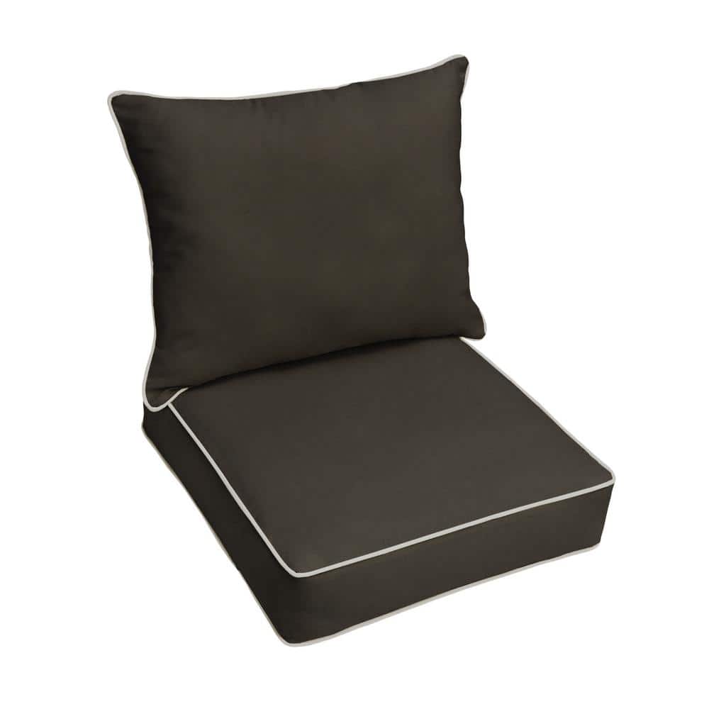 23 x 25 Deep Seating Outdoor Pillow and Cushion Set in Sunbrella Canvas Bla