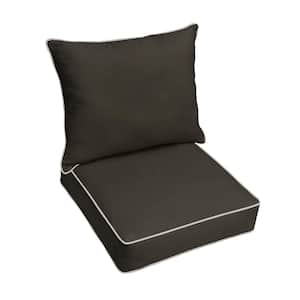 23 x 25 Deep Seating Outdoor Pillow and Cushion Set in Sunbrella Canvas Black
