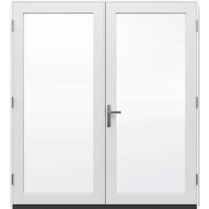 F-4500 72 in. x 80 in. White Left-Hand/Inswing Primed Fiberglass French Patio Door Kit with Impact Glass