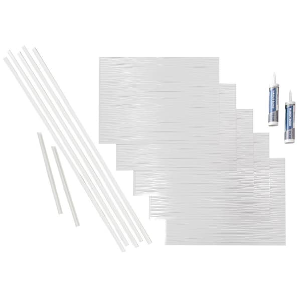Waves 18 in. x 24 in. Gloss White Vinyl Decorative Wall Tile Backsplash 15 sq. ft. Kit