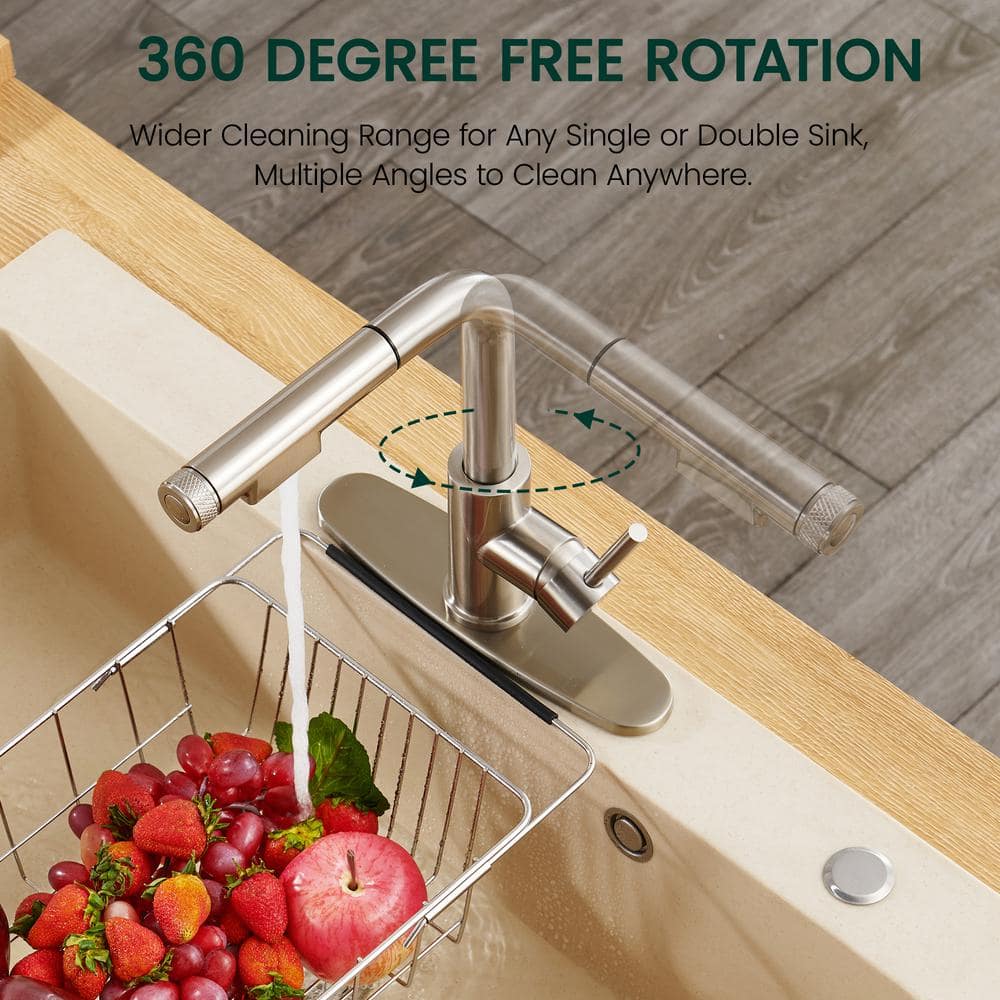 Brushed Nickel Stainless Steel Kitchen Faucet with Pull Down Sprayer