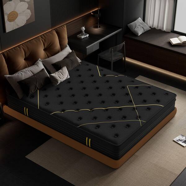Crystli Black King Plush Hybrid Mattress 14 in. Bed-in-a-Box