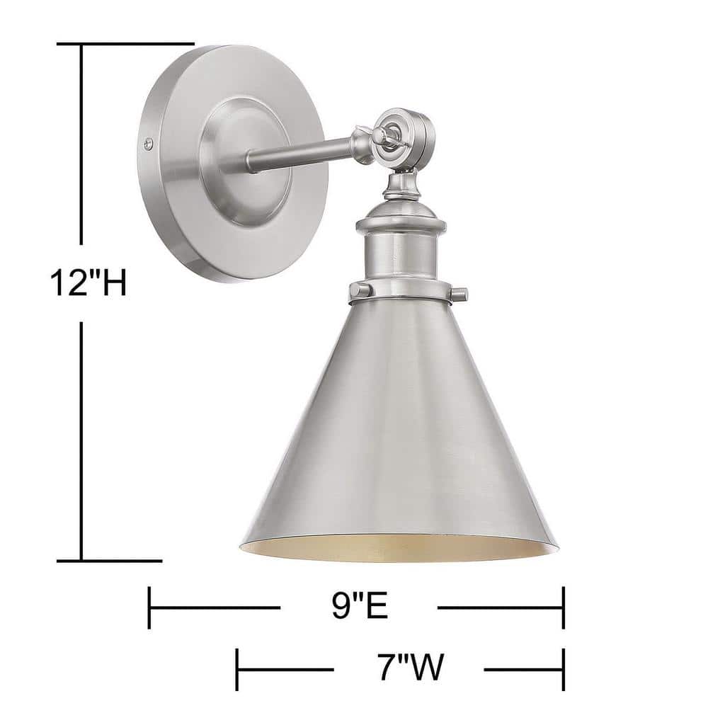 Glenn 7" Satin Nickel Adjustable Metal Wall Sconce