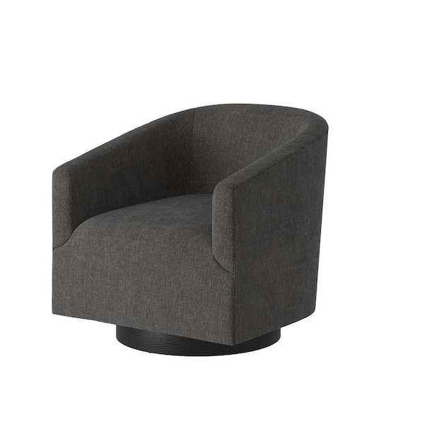 Unbranded Geneva Charcoal Polyester Fabric Wood Base Swivel Accent Chair