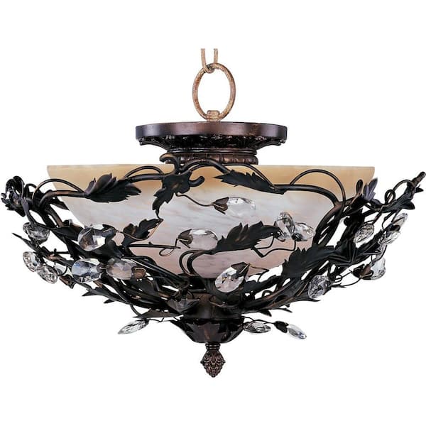 Elegante 3-Light Oil-Rubbed Bronze Semi-Flush Mount Light
