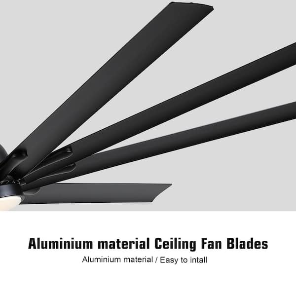 YUHAO 84 in. Industrial Indoor Large Black Ceiling Fans with LED 