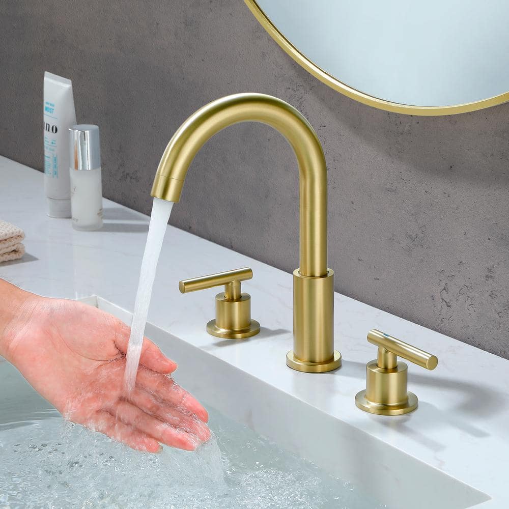 Brushed Gold 8 in. Widespread Double-Handle Bathroom Faucet