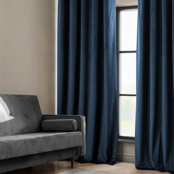 Navy Blue Velvet Curtains and Drapes for Living Room 1 Set of 2 Panels –  Anady Top