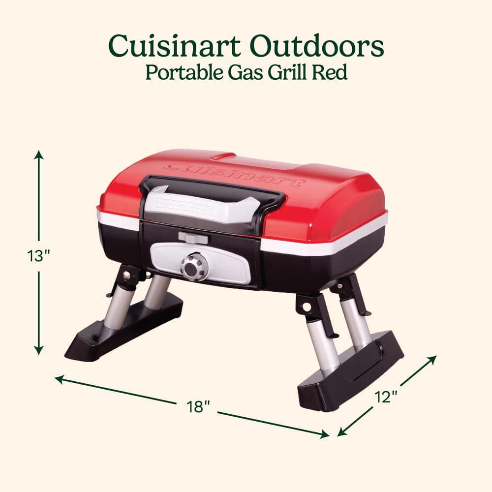 Cuisinart Red Portable Tabletop Propane Gas Grill with Folding Legs