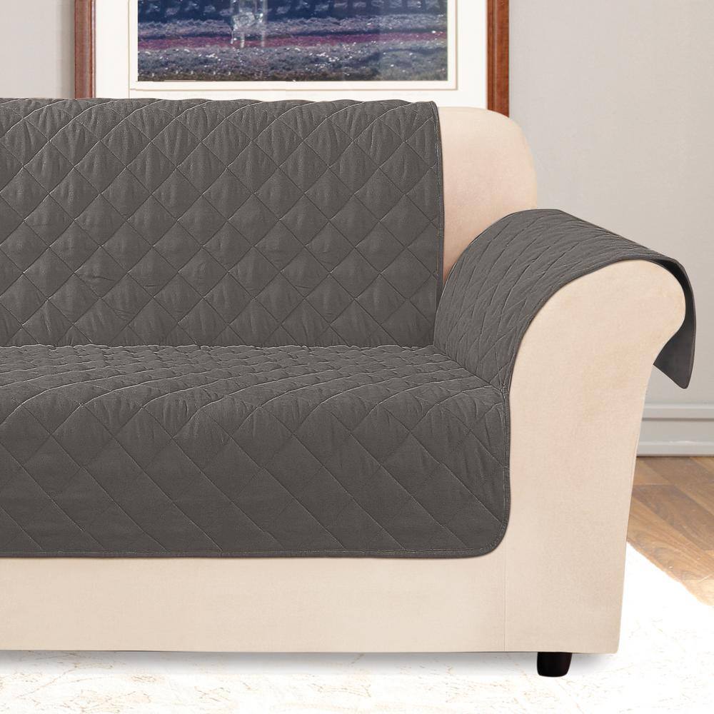 Gray Quilted Non-Slip Water Resistant Sofa Cover