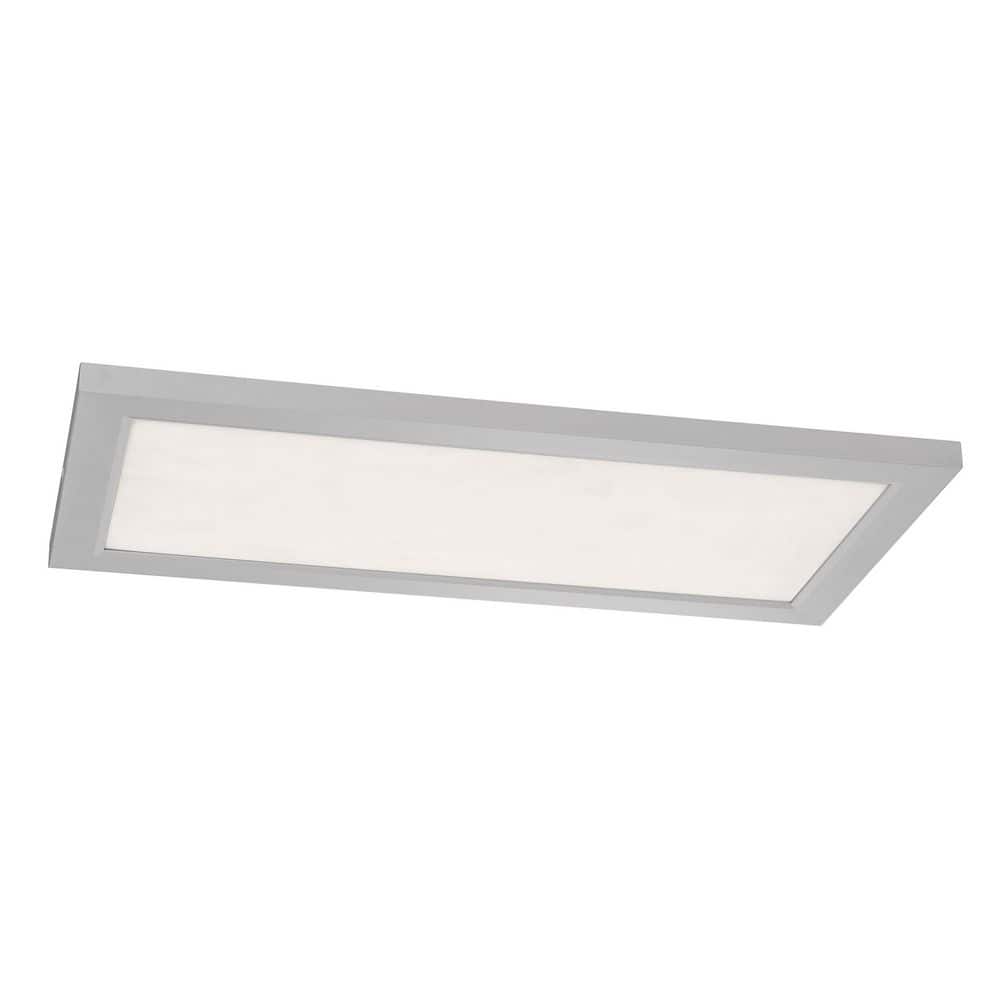 Lugano 24 in. Satin Nickel Integrated LED Flush Mount Warm White 3000K 1870 Lumen with White Acrylic Shade price history on PriceWatchPro
