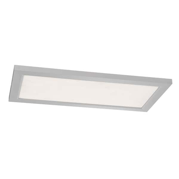 Lugano 24 in. Satin Nickel Integrated LED Flush Mount Warm White 3000K 1870 Lumen with White Acrylic Shade