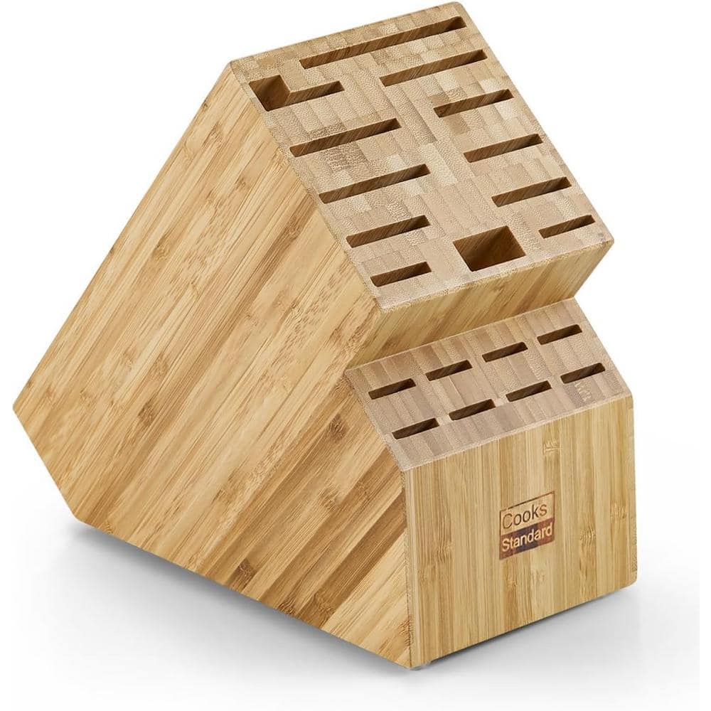 20-Slot Natural Bamboo Universal Knife Storage Block