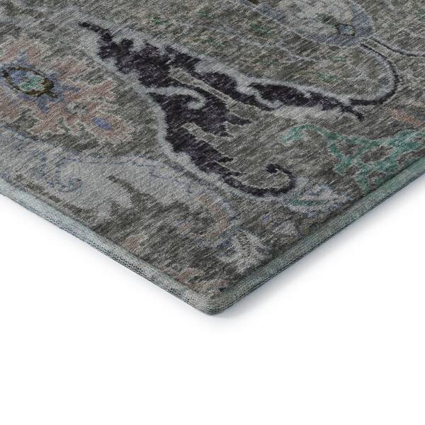 Mayfield Premium Machine Washable Abstract AMF1932 Pewter 8 ft. x 10 ft. Area Rug