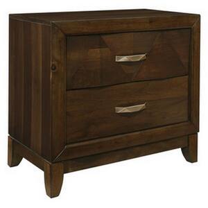 28 in. Brown and Brass 2-Drawers Wooden Nightstand