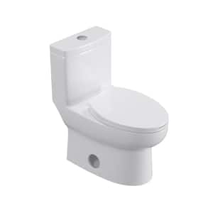 12 in. Rough-In 1-Piece 1.27 GPF Dual Flush Elongated Toilet in White, White Seat Included