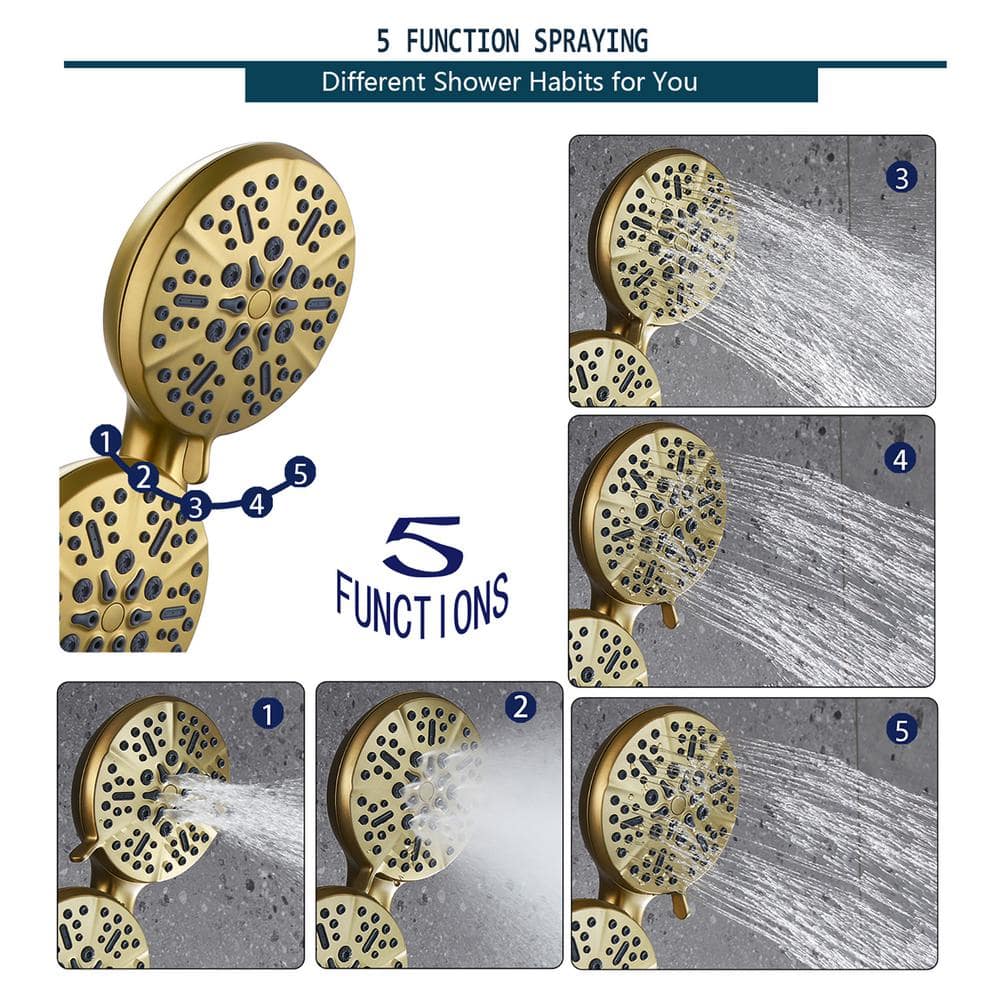 Goldtone High-Pressure Handheld Shower Faucet Set with Anti-Clog Nozzles