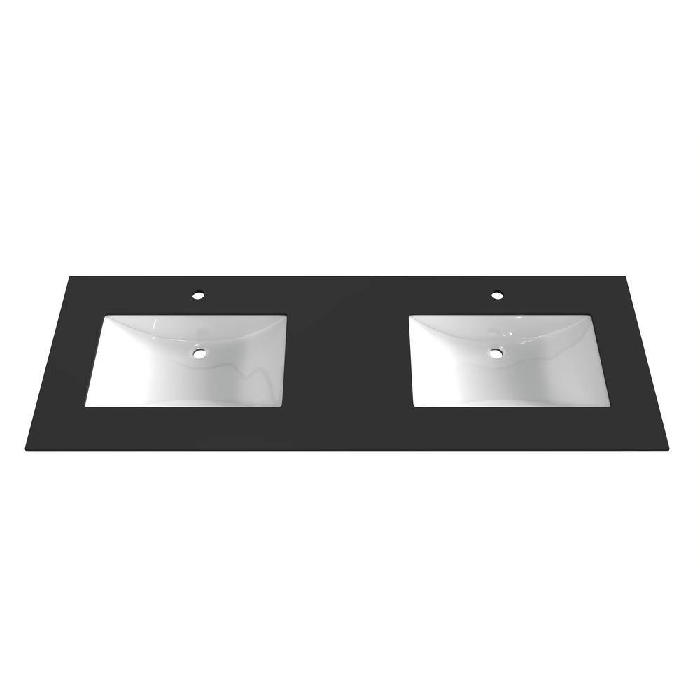 castellousa Monica 60 in. W x 22 in. D Porcelain Vanity Top in Black