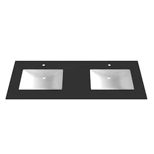 Monica 60 in. W x 22 in. D Porcelain Vanity Top in Black with Double Sink Basin