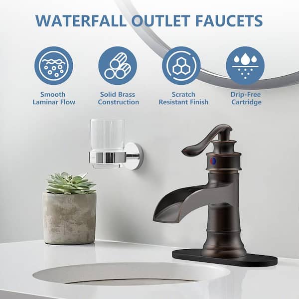 Single Handle Single Hole Bathroom Faucet with Drain Kit Included & Corrosion Resistant, Detachable in Oil Rubbed Bronze