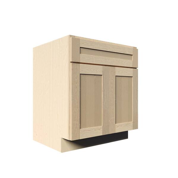 LIFEART CABINETRY Lancaster Shaker Assembled 24 in. x 34.5 in. x 24 in. Base Cabinet with 2-Doors and 1-Drawer in Natural Wood