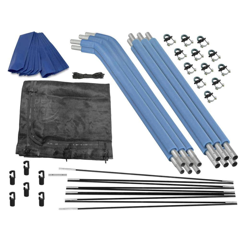 Machrus  15ft. Round Trampoline Safety Enclosure Set Includes Net, 6 Curved Poles, Caps and Foam Sleeves