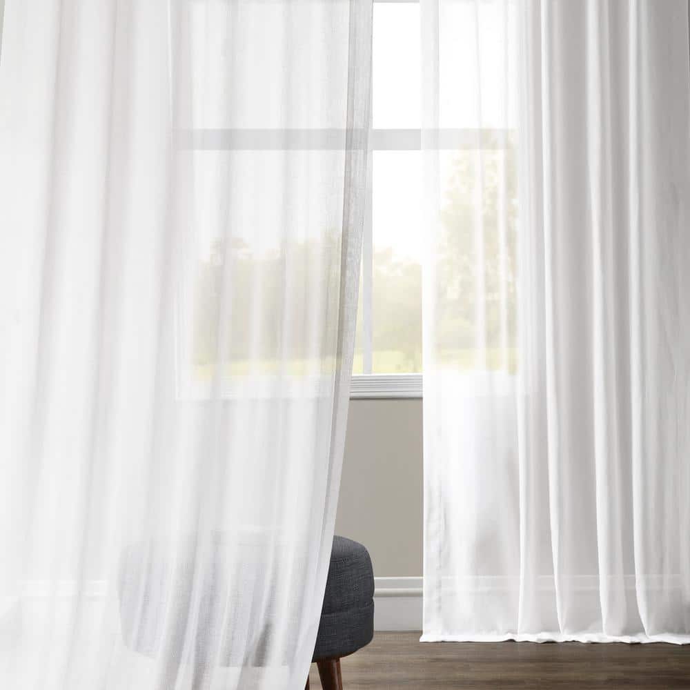 White Orchid 84-Inch Sheer Linen-Blend Window Panel