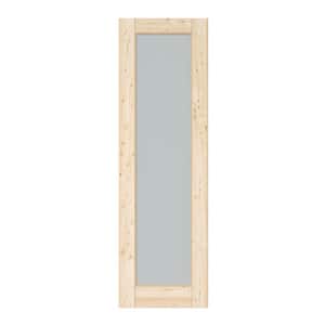 24 in. W. x 80 in. Unfinished Solid Core Pine Wood 1-Lite Tempered Frosted Glass Interior Door Slab