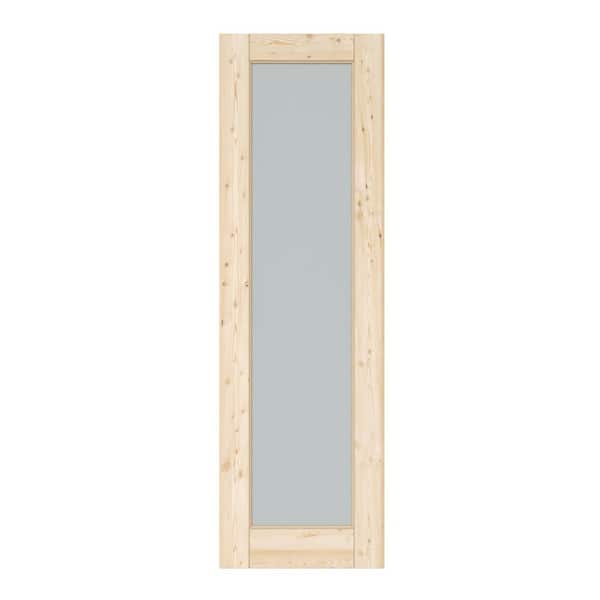 ARK DESIGN 24 in. W. x 80 in. Unfinished Solid Core Pine Wood 1-Lite Tempered Frosted Glass Interior Door Slab