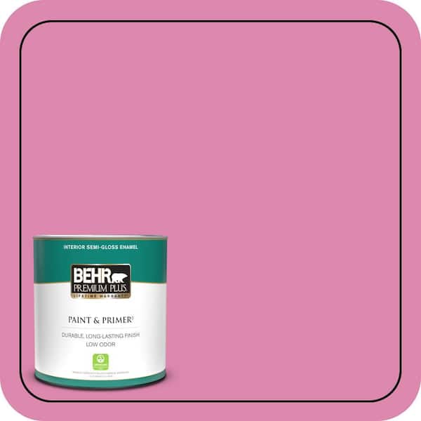 BEHR PREMIUM PLUS 1 qt. #100B-5 Springtime Bloom Semi-Gloss Enamel Low Odor Interior Paint & Primer