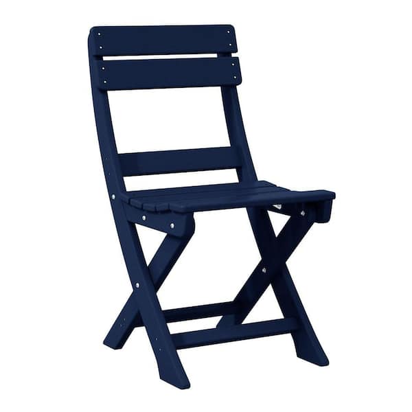 Laguna Outdoor Patio Plastic All Weather Folding Dining Chair in Navy Blue