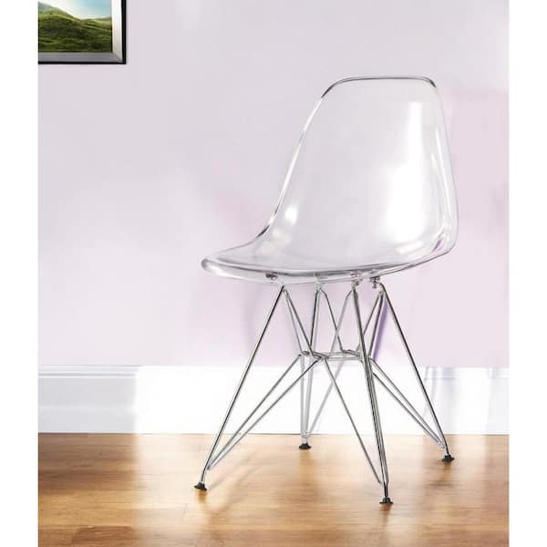 HomeRoots Clear And Silver Acrylic Side Chair
