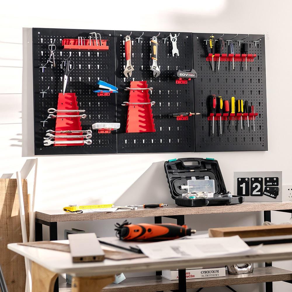 Costway TA10013 24 in. H x 48 in. W Pegboard Wall Organizer Kit 4 ft.Metal Toolboard W/3 Pegboards & 25 Accessories 24 in. H x 48 in. W Pegboard Wall Organizer Kit 4 ft.Metal Toolboard W/3 Pegboards & 25 Accessories - 1