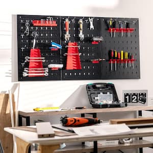 24 in. H x 48 in. W Pegboard Wall Organizer Kit 4 ft.Metal Toolboard W/3 Pegboards & 25 Accessories