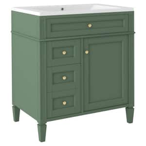 MR02 30.00 in. W x 18.00 in. D x 33.00 in. H Single Sink Freestanding Bath Vanity in Green with White Solid Surfer Top